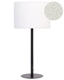 Beliani Bouclé Drum Shade Bedside Table Lamp 40Cm - White Metal Base - thumbnail 3