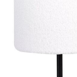 Beliani Bouclé Drum Shade Bedside Table Lamp 40Cm - White Metal Base - thumbnail 5