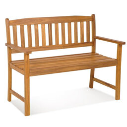 Costway 2-Person Outdoor Bench Patio Wooden Bench W/ergonomic Backrest-Natural - thumbnail 1