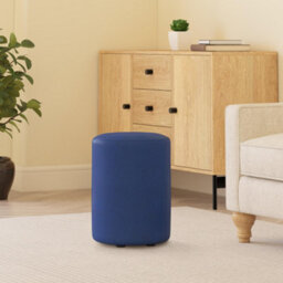 Faux Leather Round Stool Seating Cornflower Blue Faux Leather - thumbnail 2