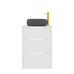 Royal Bathrooms Avenza 600mm Matt White Floor Standing Countertop Bathroom Vanity Unit 3 Drawer With Milan Black Basin - thumbnail 6