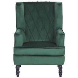 Beliani Armchair Sandset With Footstool Velvet Dark Green - thumbnail 5