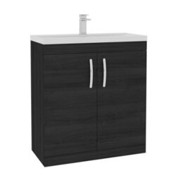 Royal Bathrooms Turin Hale Black 800mm Floor Standing Vanity Unit 2 Door With Mid-Edge Basin Sink - thumbnail 6