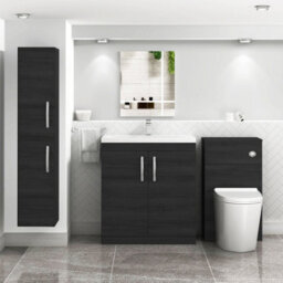 Royal Bathrooms Turin Hale Black 800mm Floor Standing Vanity Unit 2 Door With Mid-Edge Basin Sink - thumbnail 4