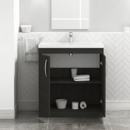 Royal Bathrooms Turin Hale Black 800mm Floor Standing Vanity Unit 2 Door With Mid-Edge Basin Sink - thumbnail 3