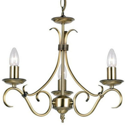 Hanging Ceiling Pendant Light Antique Brass 3X Shade Vintage Lamp Bulb Holder - image 1