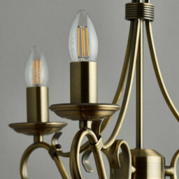 Hanging Ceiling Pendant Light Antique Brass 3X Shade Vintage Lamp Bulb Holder - thumbnail 4