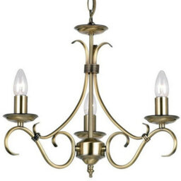 Hanging Ceiling Pendant Light Antique Brass 3X Shade Vintage Lamp Bulb Holder - thumbnail 1