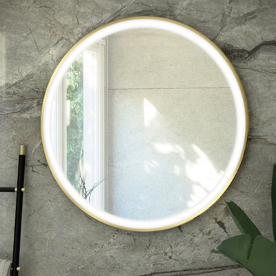 RAK Ceramics Rak Art Round 600mm Brushed Gold Led Illuminated Bathroom Mirror With Touch Sensor & Ip44 Rating - image 1