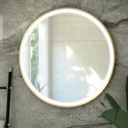 RAK Ceramics Rak Art Round 600mm Brushed Gold Led Illuminated Bathroom Mirror With Touch Sensor & Ip44 Rating