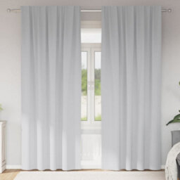 Berkfield Modern Curtains With Curtains 2 Pcs Pale Grey 245 X 140 Cm Polyester - thumbnail 2