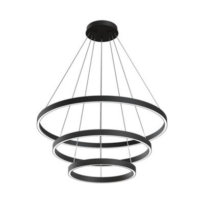 Luminosa Lighting Luminosa Modern Rim Integrated Led Black 3 Tier Circular Pendant Ceiling Light - image 1