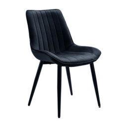 Living And Home Set Of 4 Black Polyester Velvet Upholstered Dining Chairs