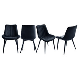 Living And Home Set Of 4 Black Polyester Velvet Upholstered Dining Chairs - thumbnail 3