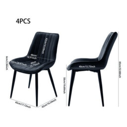Living And Home Set Of 4 Black Polyester Velvet Upholstered Dining Chairs - thumbnail 4