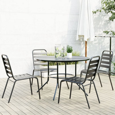 Berkfield Stackable Garden Chair Set 5 Pcs Anthracite Powder-Coated Steel - image 1