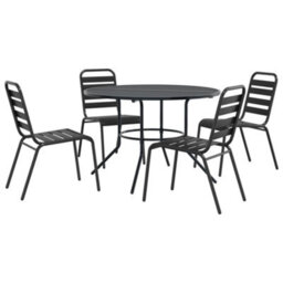 Berkfield Stackable Garden Chair Set 5 Pcs Anthracite Powder-Coated Steel - thumbnail 2