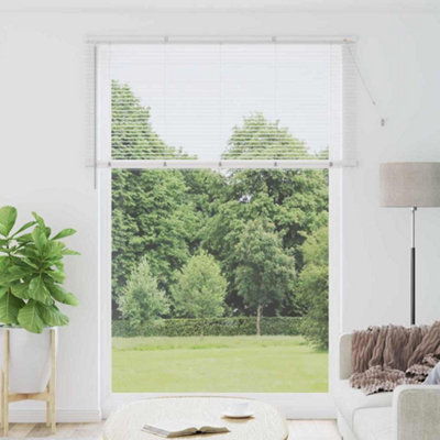 Berkfield Window Blind With Curtains Manual White Aluminium - image 1