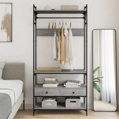 Walplus Wardrobe With Drawers Grey Sonoma 89X39X184.5 Cm Engineered Wood - image 1