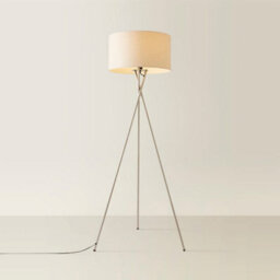 Valuelights Camden Brushed Chrome Tripod Floor Lamp With Cream Shade And Bulb - thumbnail 4