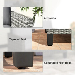 Outsunny Rattan Sofa With Cushions, 2 Seater Garden Furniture, Light Grey - thumbnail 7