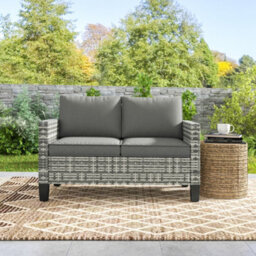 Outsunny Rattan Sofa With Cushions, 2 Seater Garden Furniture, Light Grey - thumbnail 9