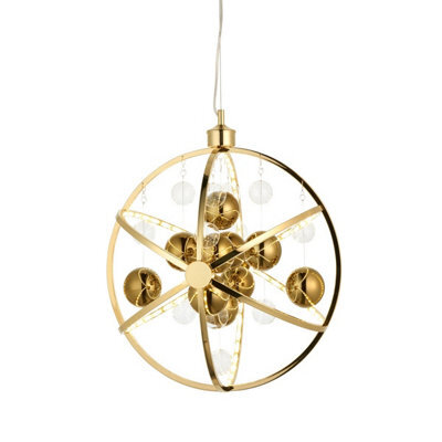 Luminosa Lighting Luminosa Muni Single Pendant Ceiling Lamp, Gold Effect Plate With, Gold Glass - image 1