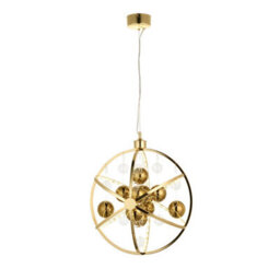 Luminosa Lighting Luminosa Muni Single Pendant Ceiling Lamp, Gold Effect Plate With, Gold Glass - thumbnail 6