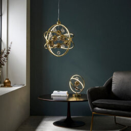 Luminosa Lighting Luminosa Muni Single Pendant Ceiling Lamp, Gold Effect Plate With, Gold Glass - thumbnail 3