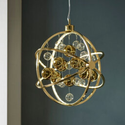 Luminosa Lighting Luminosa Muni Single Pendant Ceiling Lamp, Gold Effect Plate With, Gold Glass - thumbnail 2