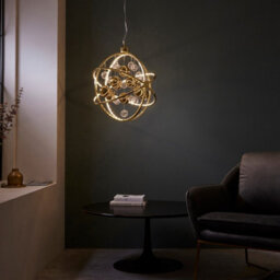Luminosa Lighting Luminosa Muni Single Pendant Ceiling Lamp, Gold Effect Plate With, Gold Glass - thumbnail 4