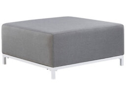 Wyld And Coco Aurora Grey Ottoman With White Aluminium Legs, Water-Resistant Polyester, 83X83X36 Cm - thumbnail 3
