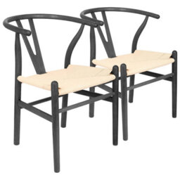 Nicholas Winter 2X Beech Wooden Danish Style Dining Chairs - Black - Solid Wood Wish Beech Bone Wood Chairs - thumbnail 1