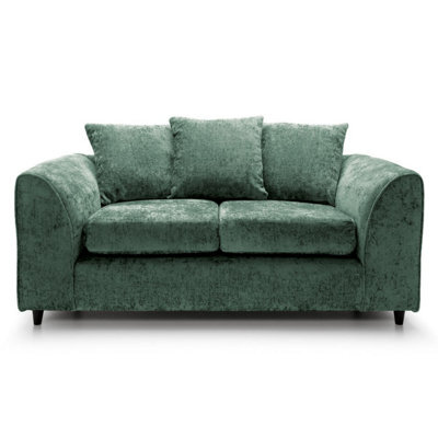 Furnishings For Less UK Monaco Chenille Fabric 2 Seater Sofa Green Scatter Back - image 1