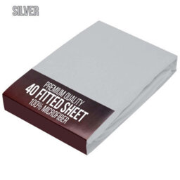 Bedlooms King Fitted Sheet 40Cm Extra Deep - Soft Microfiber Deep Pocket Elasticated Bed Fitted Sheets Silver, 152X200 Cm