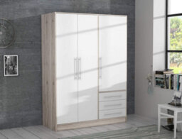 Amos Mann Furniture Essen 3 Door Wardrobe With Drawers White And Oak Effect - thumbnail 3