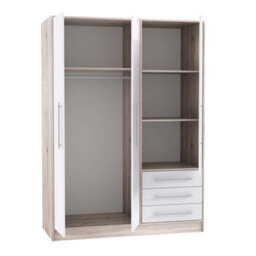 Amos Mann Furniture Essen 3 Door Wardrobe With Drawers White And Oak Effect - thumbnail 6
