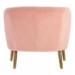 Orsina Metal Legs Pink Velvet Round Chair, Velvet Upholstered Mid Century Armchair, Luxurious Comfortable Armchair - thumbnail 4
