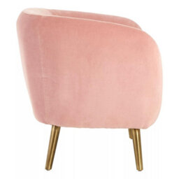 Orsina Metal Legs Pink Velvet Round Chair, Velvet Upholstered Mid Century Armchair, Luxurious Comfortable Armchair - thumbnail 3