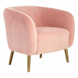 Orsina Metal Legs Pink Velvet Round Chair, Velvet Upholstered Mid Century Armchair, Luxurious Comfortable Armchair - thumbnail 2