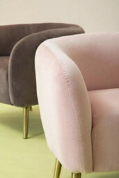Orsina Metal Legs Pink Velvet Round Chair, Velvet Upholstered Mid Century Armchair, Luxurious Comfortable Armchair - thumbnail 8