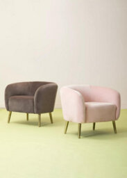 Orsina Metal Legs Pink Velvet Round Chair, Velvet Upholstered Mid Century Armchair, Luxurious Comfortable Armchair - thumbnail 7