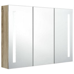 Vidaxl Led Bathroom Mirror Cabinet 89X14X62 Cm Oak - thumbnail 2