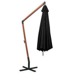 Berkfield Sturdy Hanging Parasol With Pole Black 3.5X2.9 M Solid Fir Wood - thumbnail 4