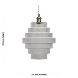 First Choice Lighting Set Of 2 Benson - 7 Tier Ribbed Glass Easy Fit Pendant Lightshades - thumbnail 7