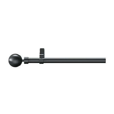 GoodHome Tinos Satin Grey Titanium Effect Extendable Ball Single Curtain Pole Set, (L)1200mm-2100mm (Dia)19mm - image 1