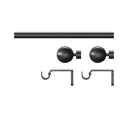 GoodHome Tinos Satin Grey Titanium Effect Extendable Ball Single Curtain Pole Set, (L)1200mm-2100mm (Dia)19mm - thumbnail 2