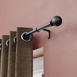 GoodHome Tinos Satin Grey Titanium Effect Extendable Ball Single Curtain Pole Set, (L)1200mm-2100mm (Dia)19mm - thumbnail 6