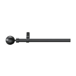 GoodHome Tinos Satin Grey Titanium Effect Extendable Ball Single Curtain Pole Set, (L)1200mm-2100mm (Dia)19mm - thumbnail 1