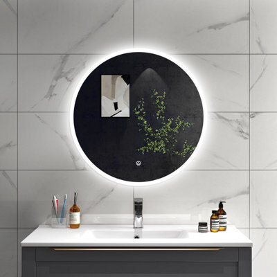Sline 700mm Round Bathroom Led Mirror Dimmable White Colour Anti-Fog Touch Control Memory Function - image 1